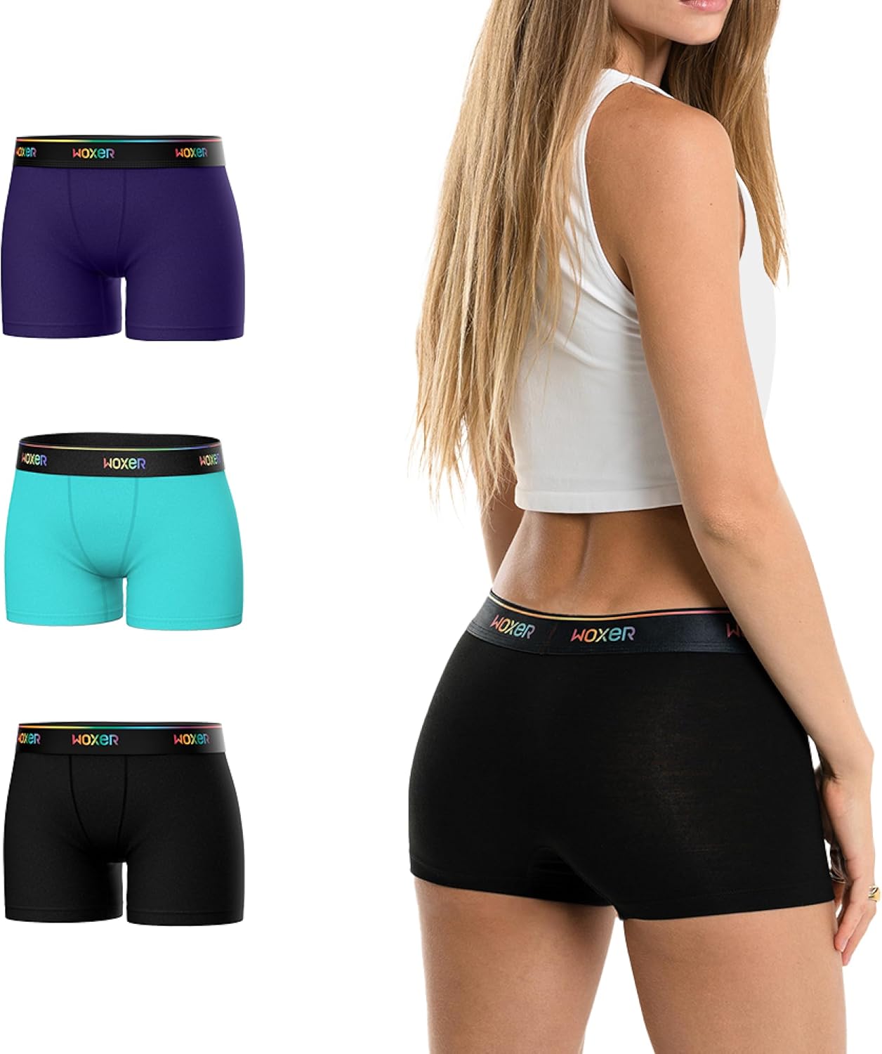 Woxer Womens Boxers - Comfortable 3in Boy Shorts Underwear
