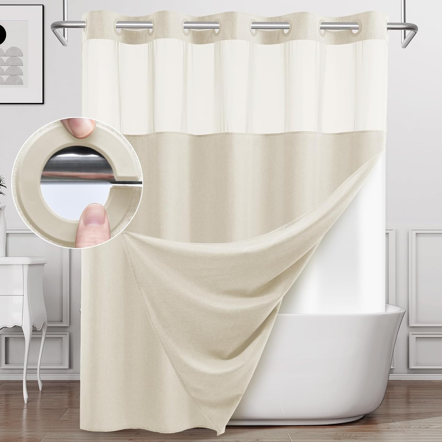 WONICY Hotel Luxury Farmhouse Shower Curtain Set