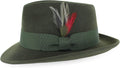 Gangster Wool Fedora for Men - Crushable Dress Hat in Black Grey Navy