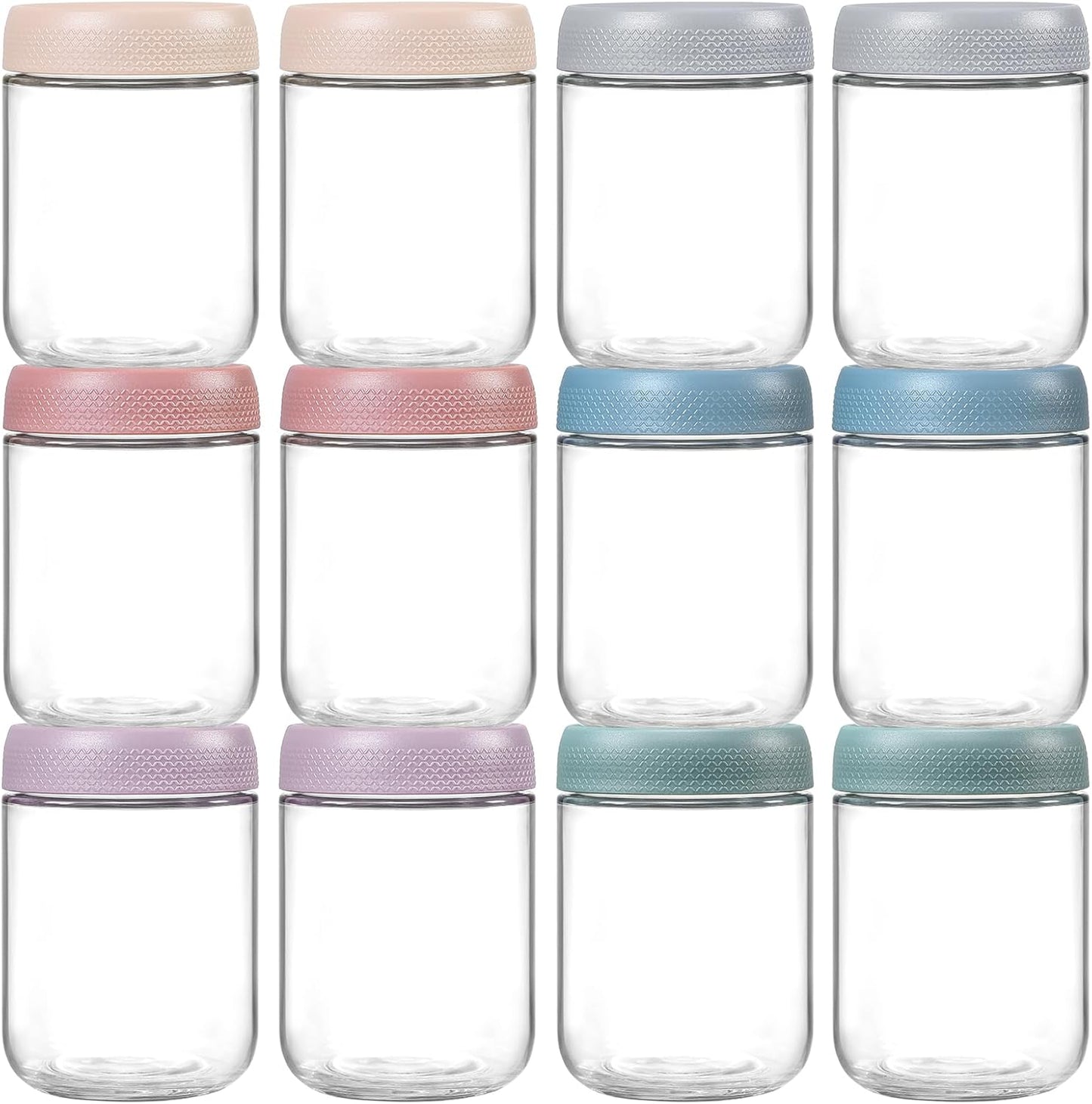 NETANY 12-pack 16oz Glass Jars with Airtight Lids for Storage