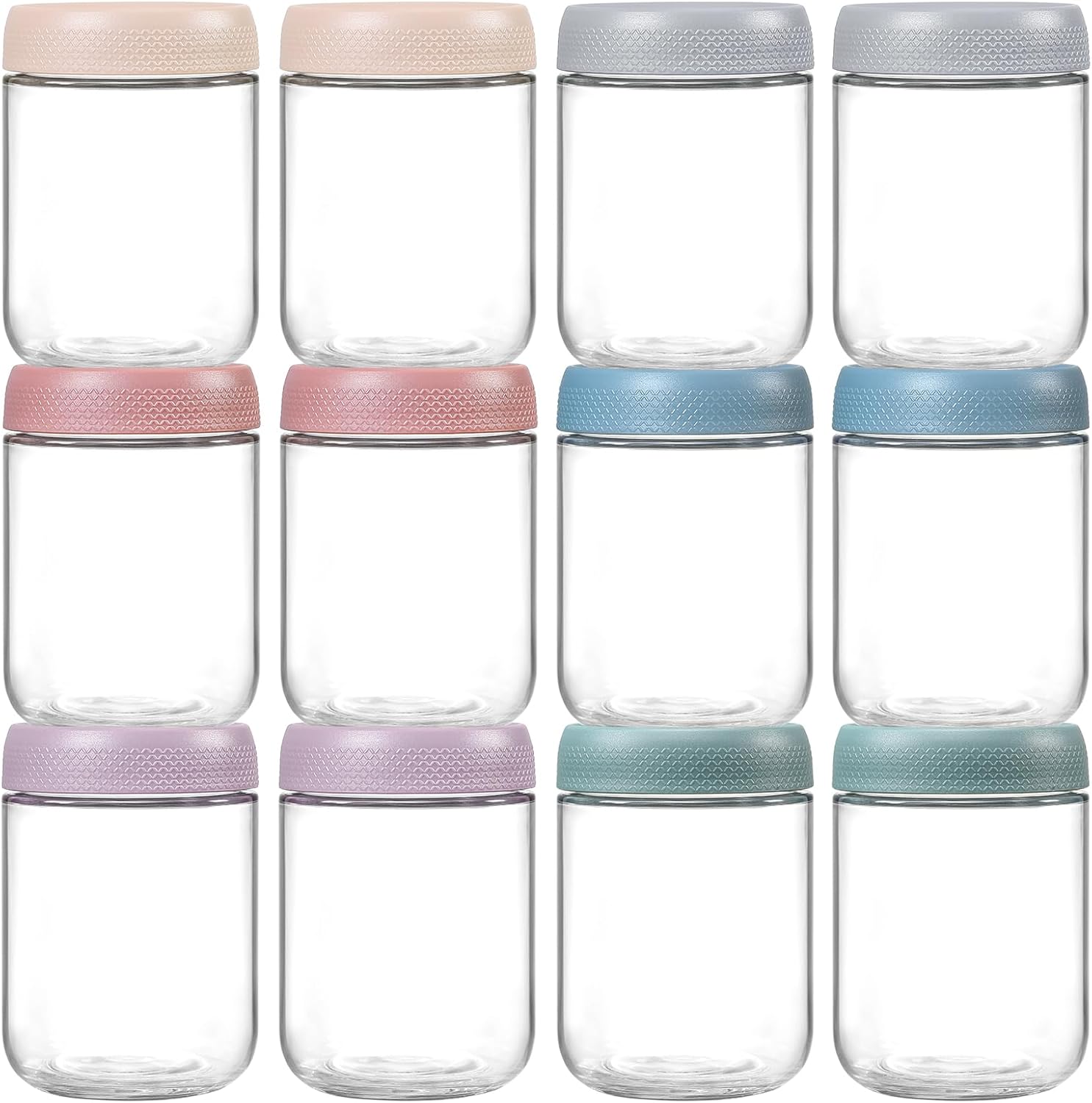 NETANY 12-pack 16oz Glass Jars with Airtight Lids for Storage