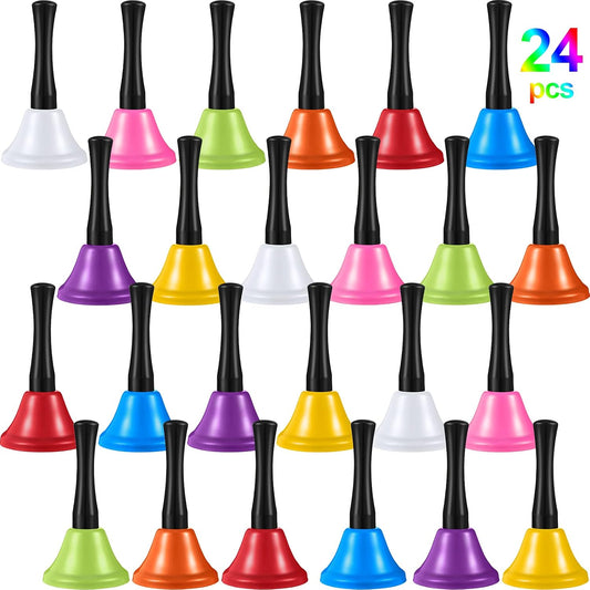 24 Colorful Metal Hand Bells for Service and Decoration Use