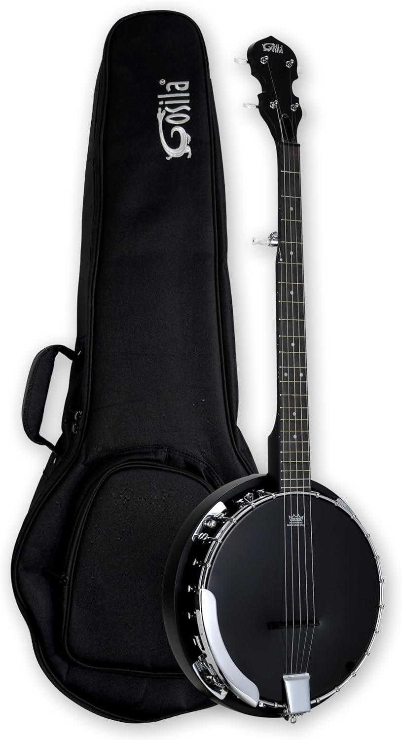 5 String Acoustic Electric Banjo with Solid Back and Ebony Top