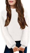 Girls Crewneck Chunky Lantern Sleeve Knit Sweater - Casual Oversized
