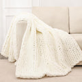 Chunky Knit Throw Blanket 60x80 in - Hand Knitted Chenille Cozy Throw