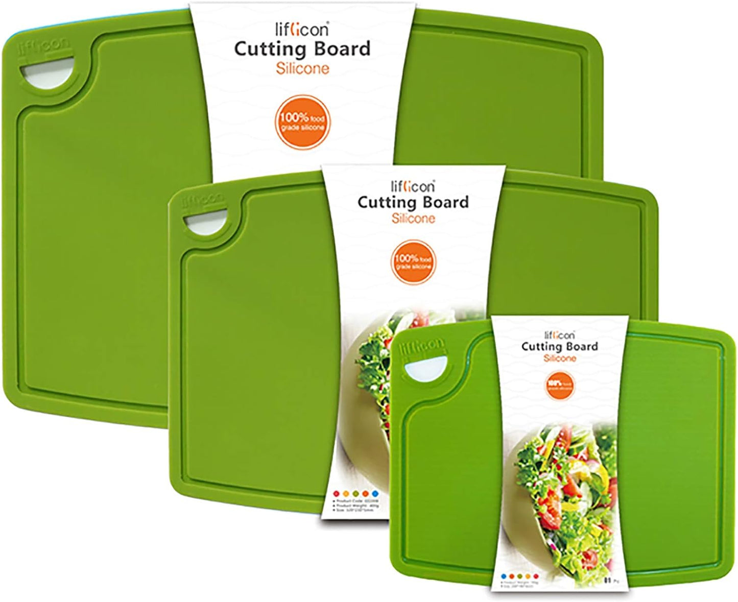 Silicone Thick Cutting Boards Set of 3 Flexible Design for Kitchen
