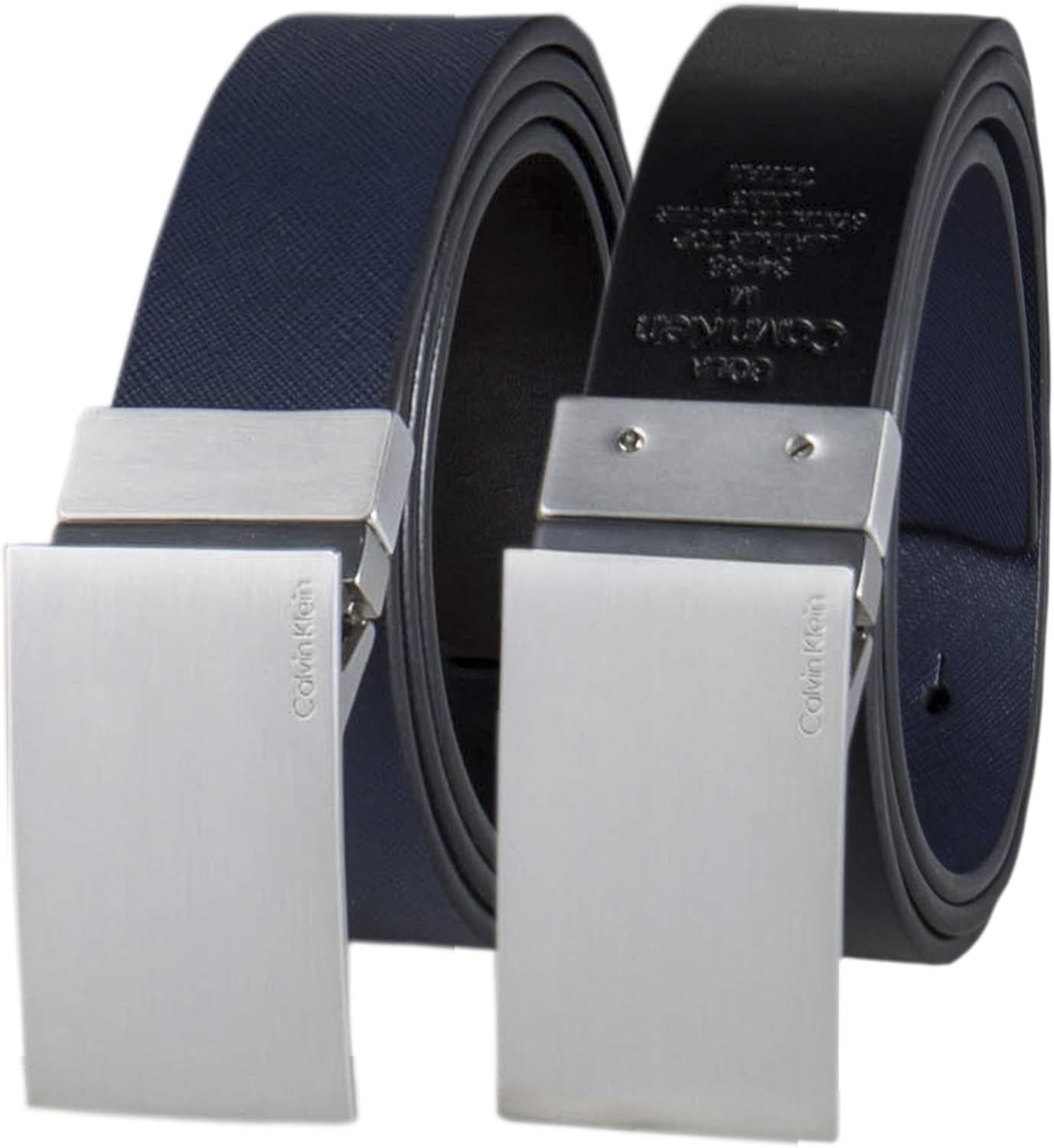 Calvin Klein Men's Reversible Modern Plaque Buckle Dress Belt