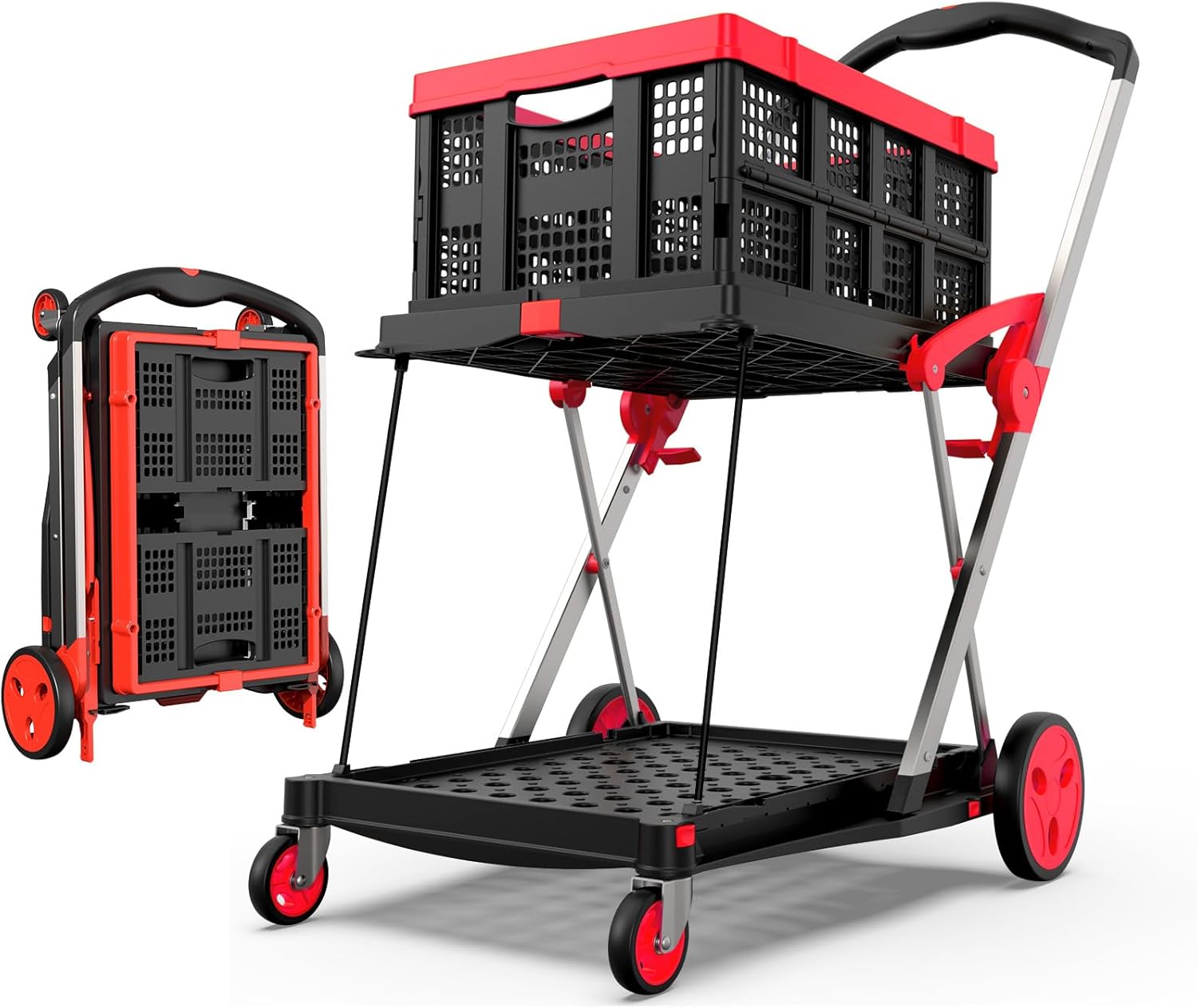 Utility Cart with 200 lbs Capacity for Easy Shopping and Storage