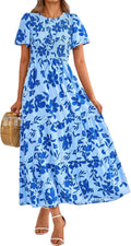 PRETTYGARDEN Women's Summer Flutter Sleeve Floral Maxi Dress