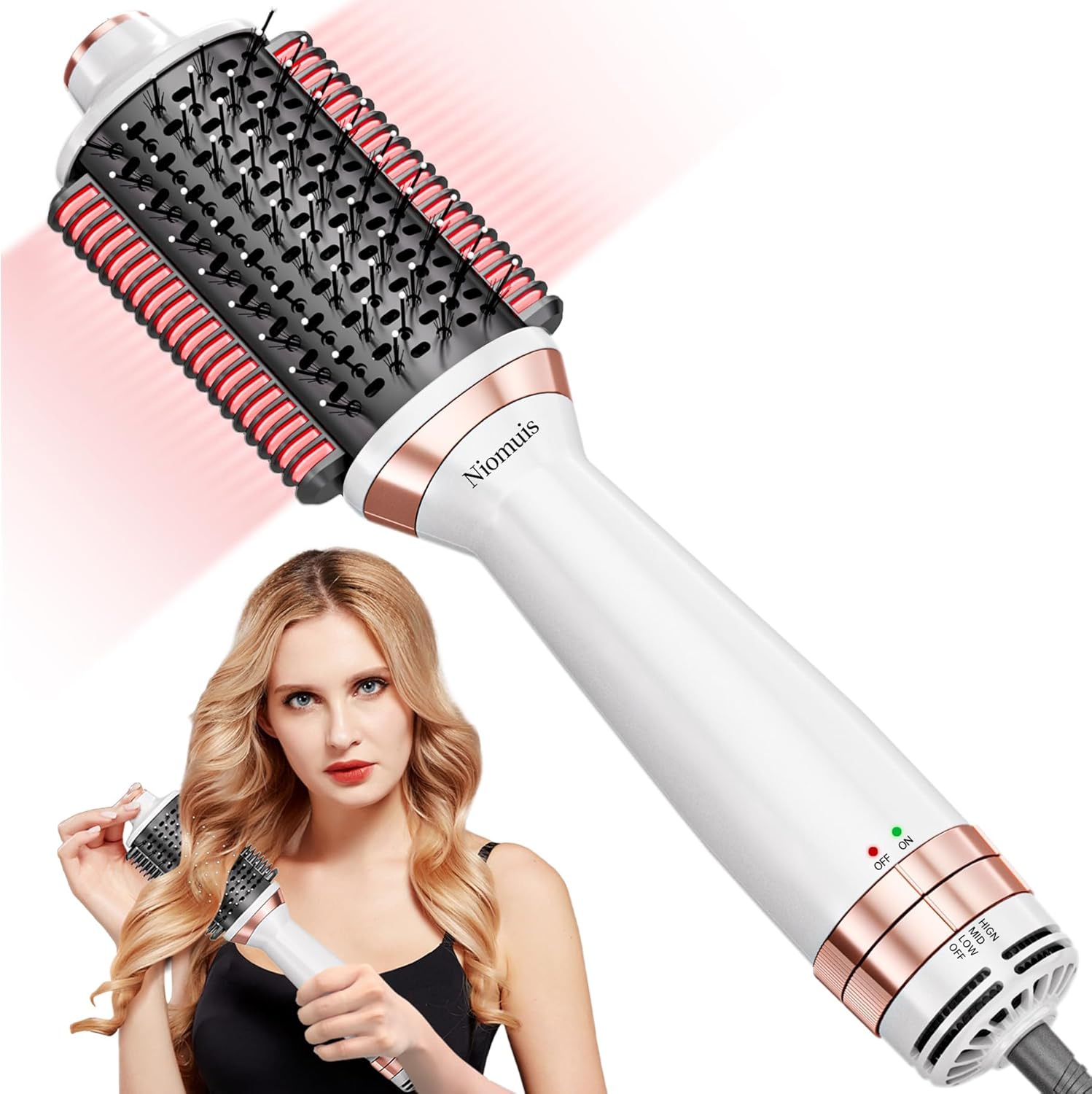 Niomuis 4-in-1 Hair Styler Brush: Smooth, Volumize, Curl!