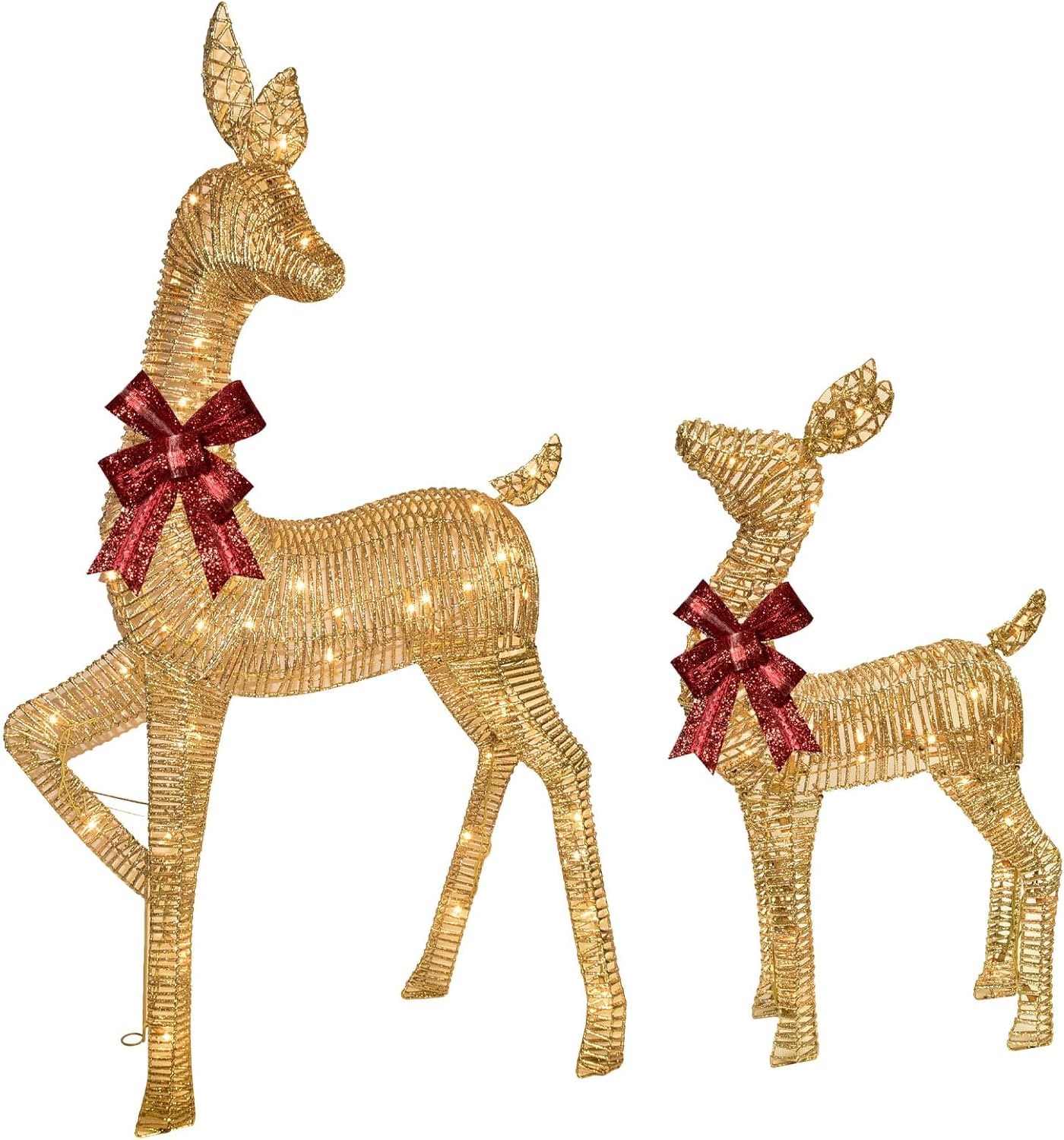 Lighted Christmas Deer Family Set - Rattan Outdoor Decoration