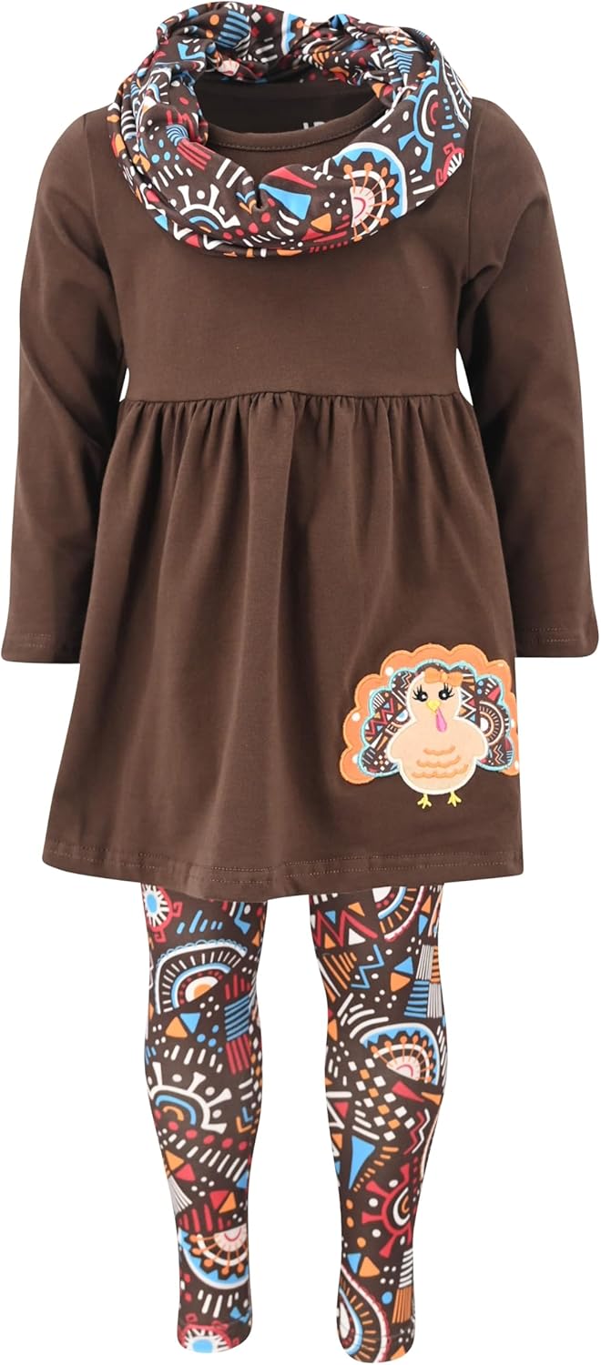 Unique Baby Girls Toddler 3pc Outfit Set for Thanksgiving Fun
