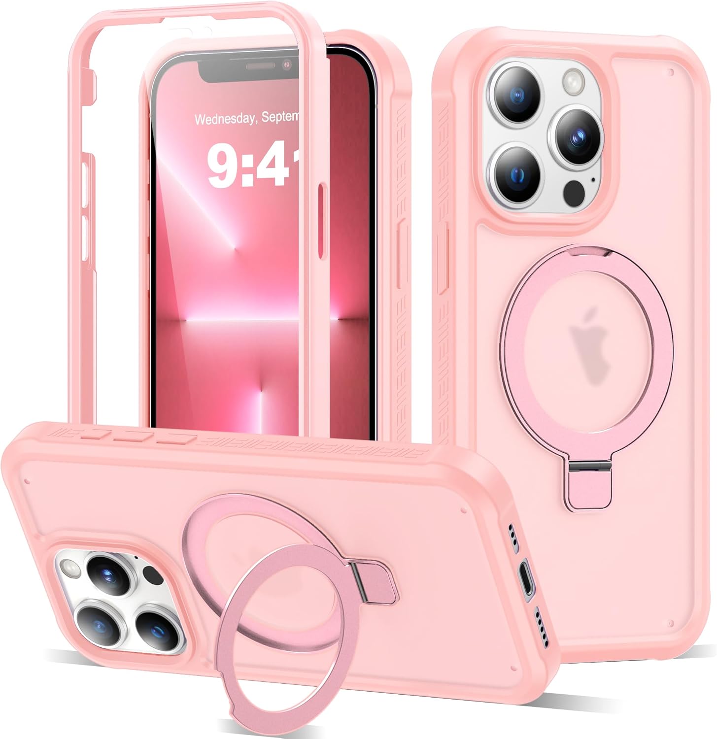 Compatible iPhone 13 Pro Case with Magnetic Ring Stand Protection
