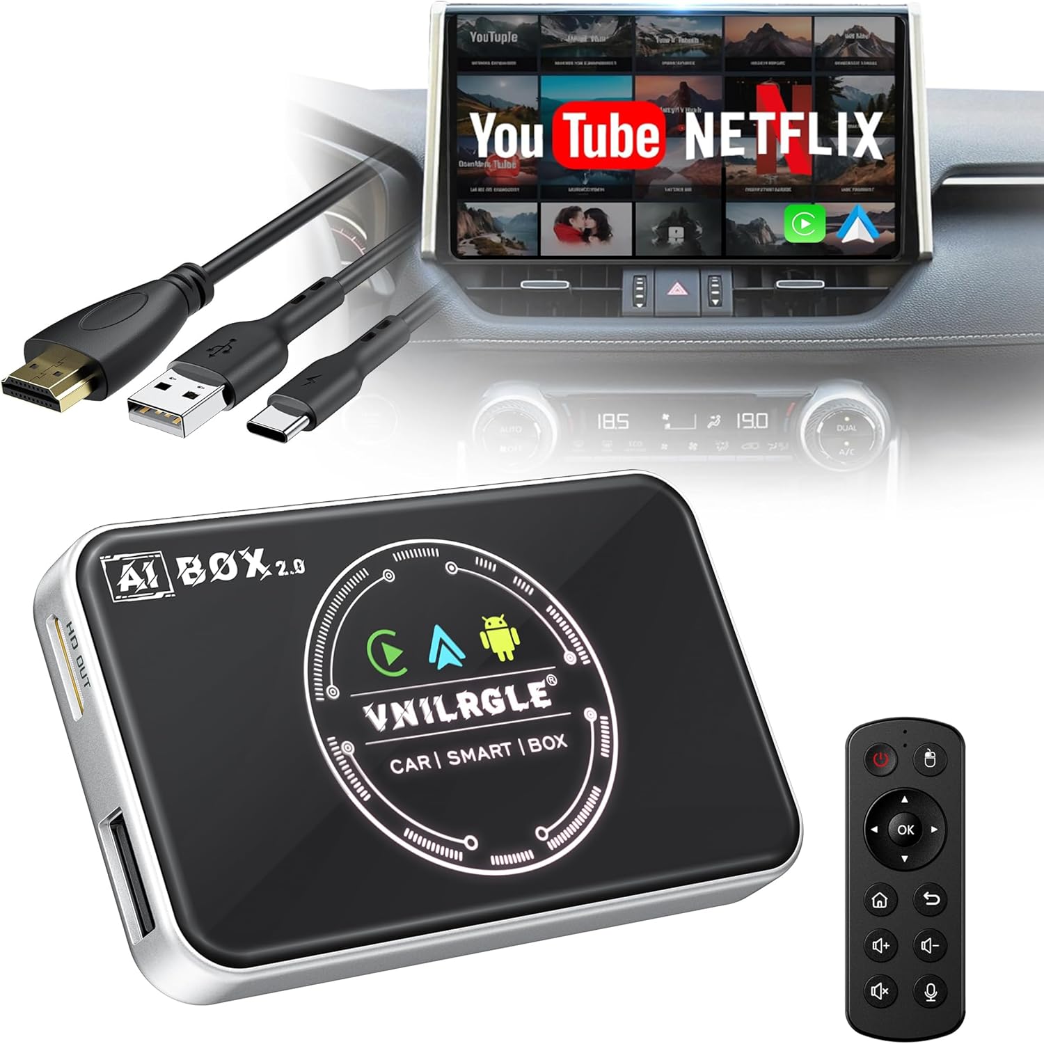 Wireless CarPlay & Android Adapter, Stream Anywhere!