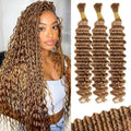 12A #27 Honey Blonde Human Braiding Hair 24 in Deep Wave - Boho Braids