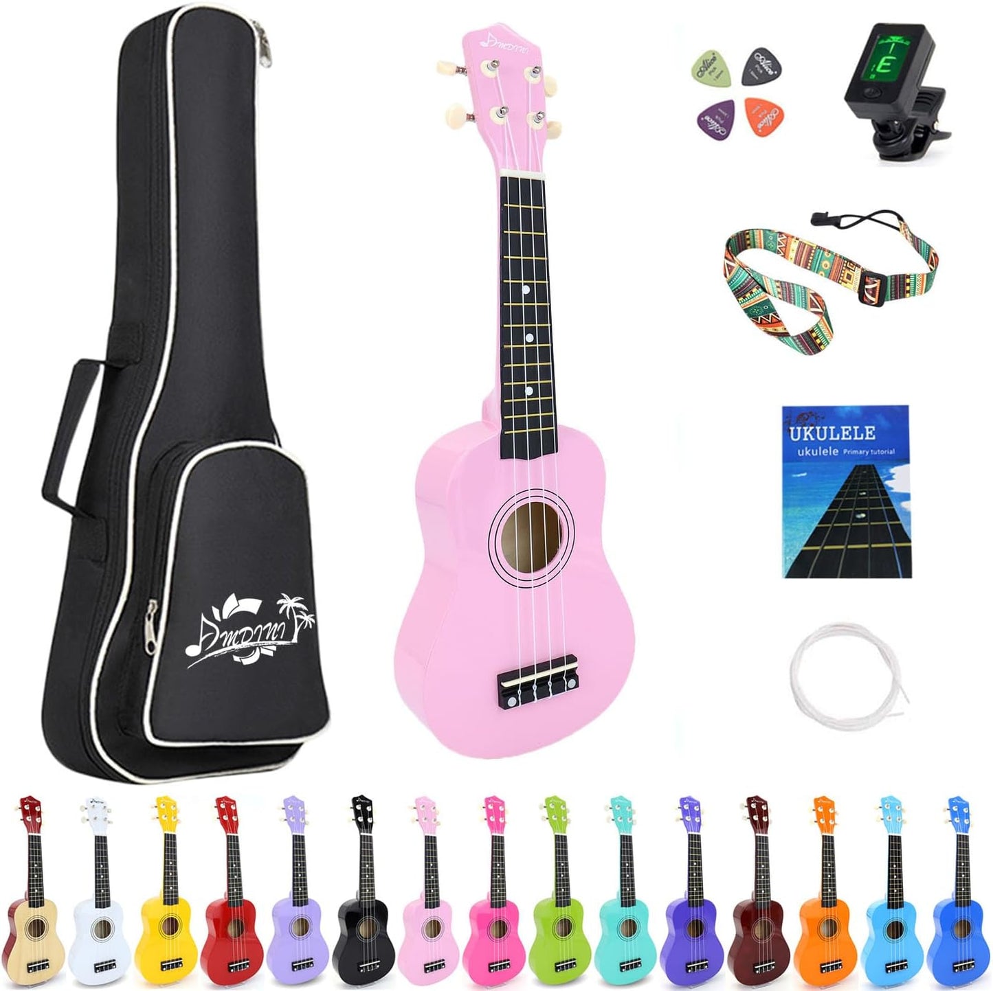 21 Inch Soprano Ukulele for Beginners with Case and Tuner