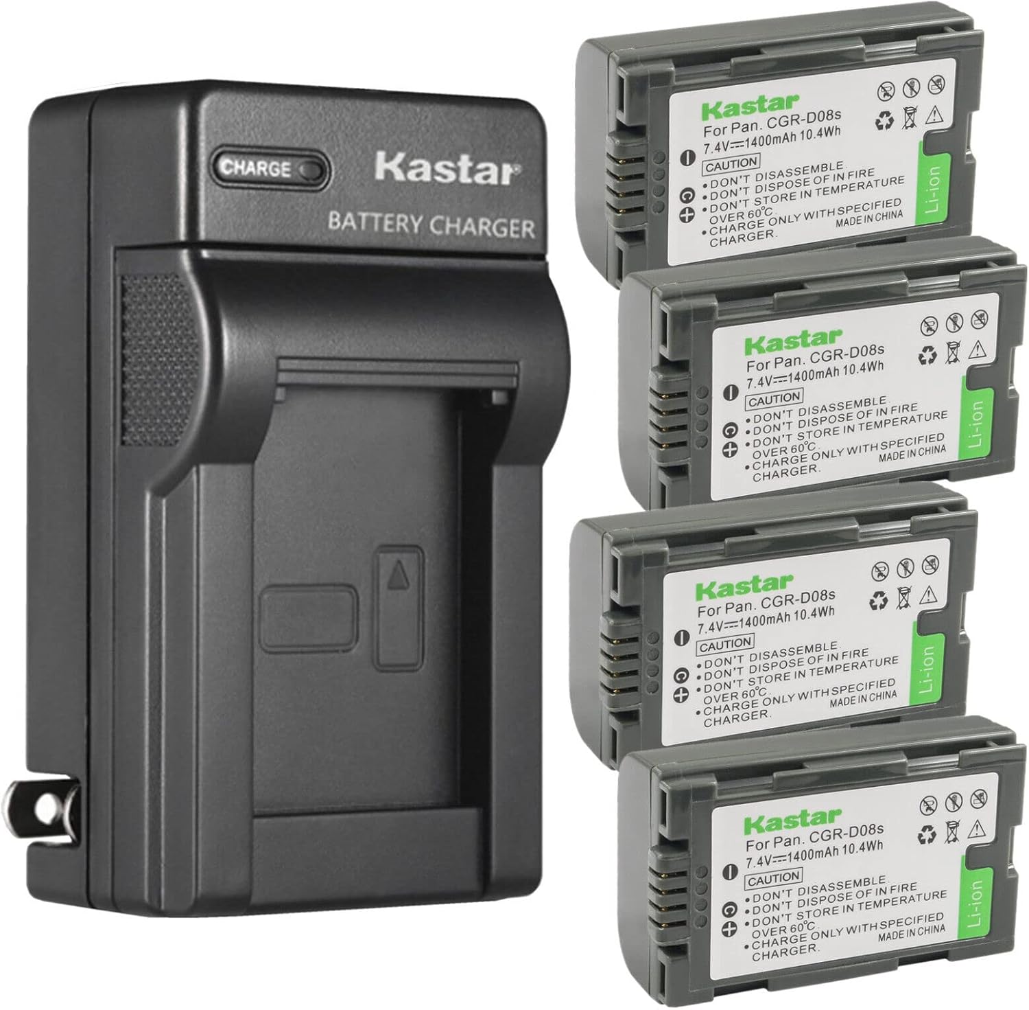 Kastar 4-Pack Battery and AC Wall Charger for Panasonic Cameras