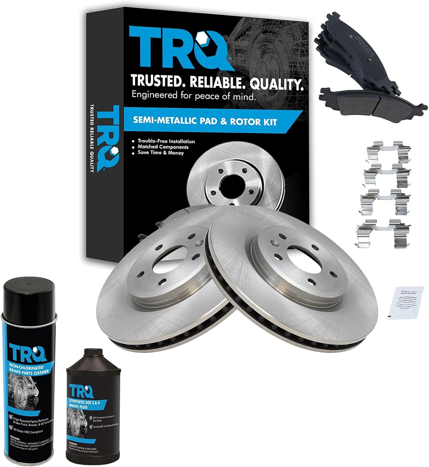 TRQ Front Brake Pad & Rotor Kit for 2010-2012 Ford Taurus