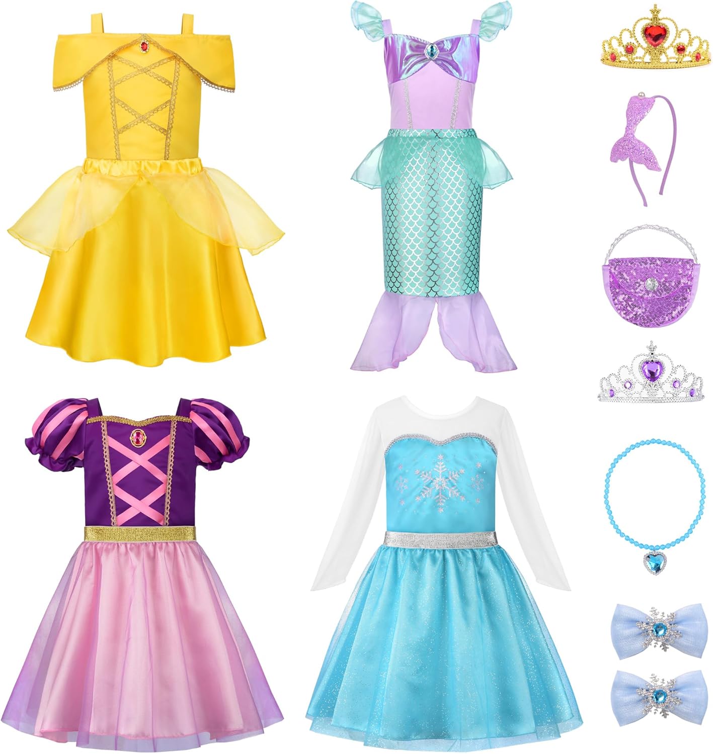 ReliBeauty Princess Dress Up Set for Girls Aged 3-8 Years