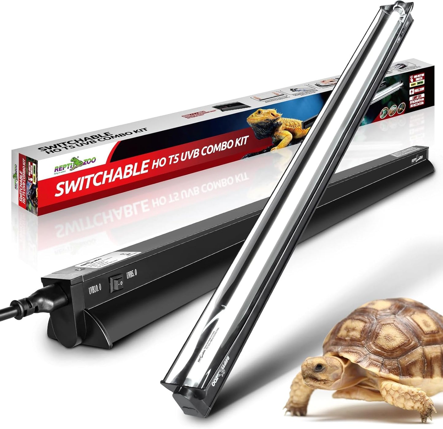 REPTI ZOO UVB Light Combo Kit for Reptiles - 39W T5 Fixture