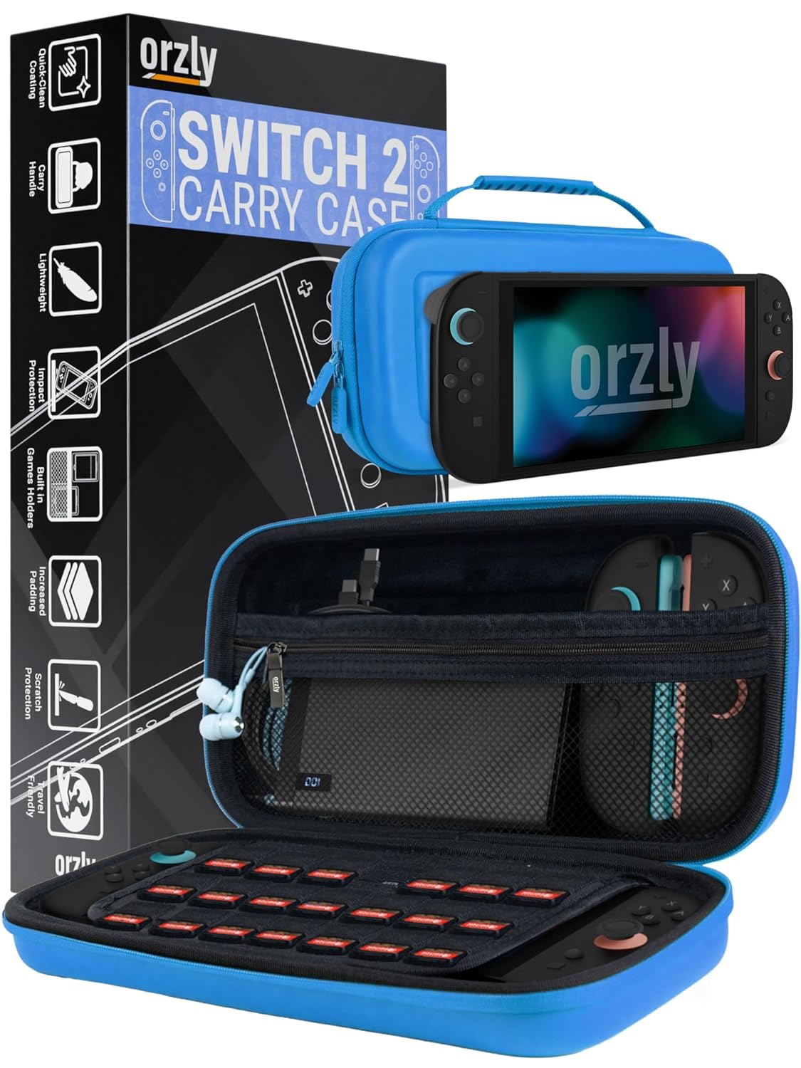 Orzly Blue Protective Carry Case for Nintendo Switch 2 Travel