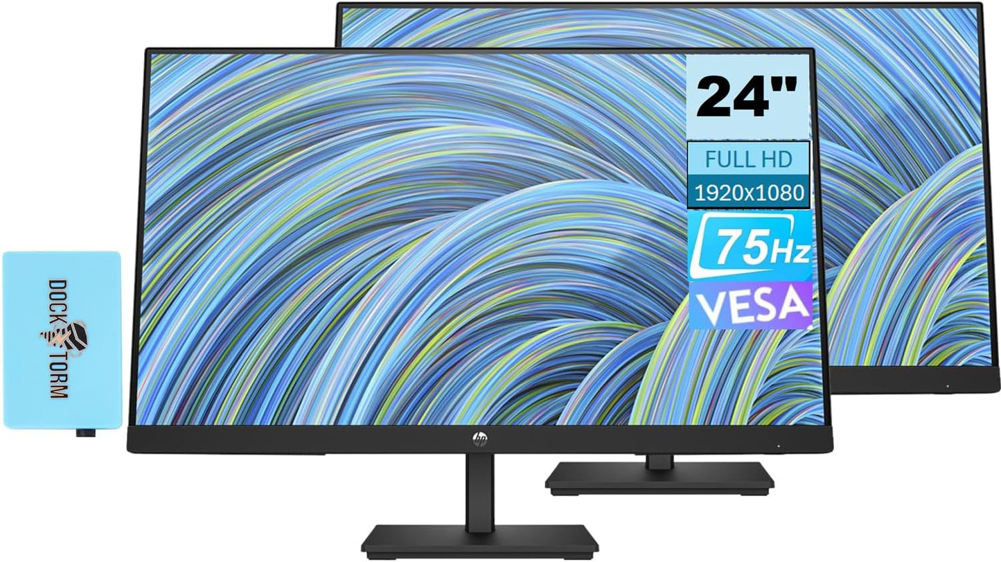 HP V24v G5 FreeSync Monitor Bundle with Docztorm Dock - 24in FHD