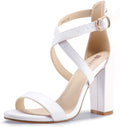 Women's Chunky High Heel Strappy Sandal - Dressy 4in Block Heel crowd