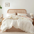Creamy White Ruffle King Comforter Set - Soft Vintage Style