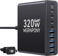 320W USB C Charger Block 10-Port Charging Station - Compact Multiport