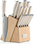 Sunnecko Knife Set with Block and Sharpener - 15 Piece Kitchen Knives