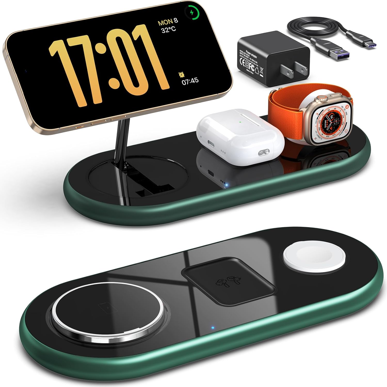 3-in-1 Apple Fast Charger Stand - Alpine Green