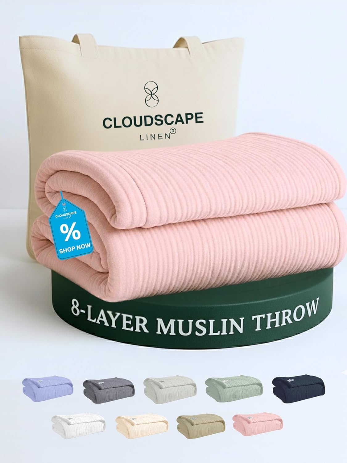 Cloud Scape Linen Extra Large Muslin Throw Blanket for Comfort