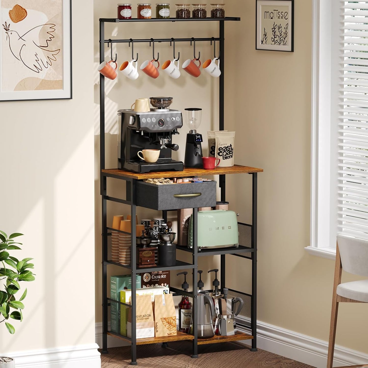 Rustic Wood Coffee Stand: Space-Saving Storage & Style - X-cosrack