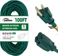 100FT Outdoor Extension Cord 16/3 SJTW - Durable Green Cable
