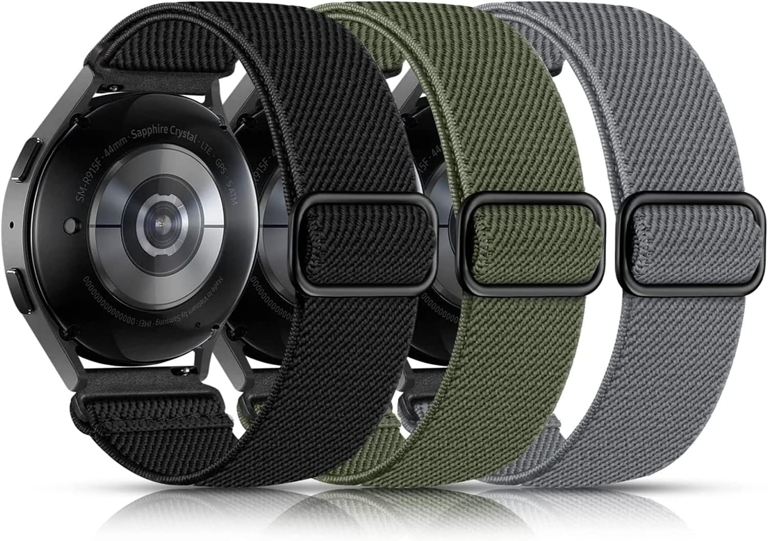 Adjustable Nylon Sport Bands for Samsung Galaxy Watch - 3 Pack