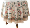 Designer Chinoiserie Linen Floral 55in Round Tablecloth - Elegant