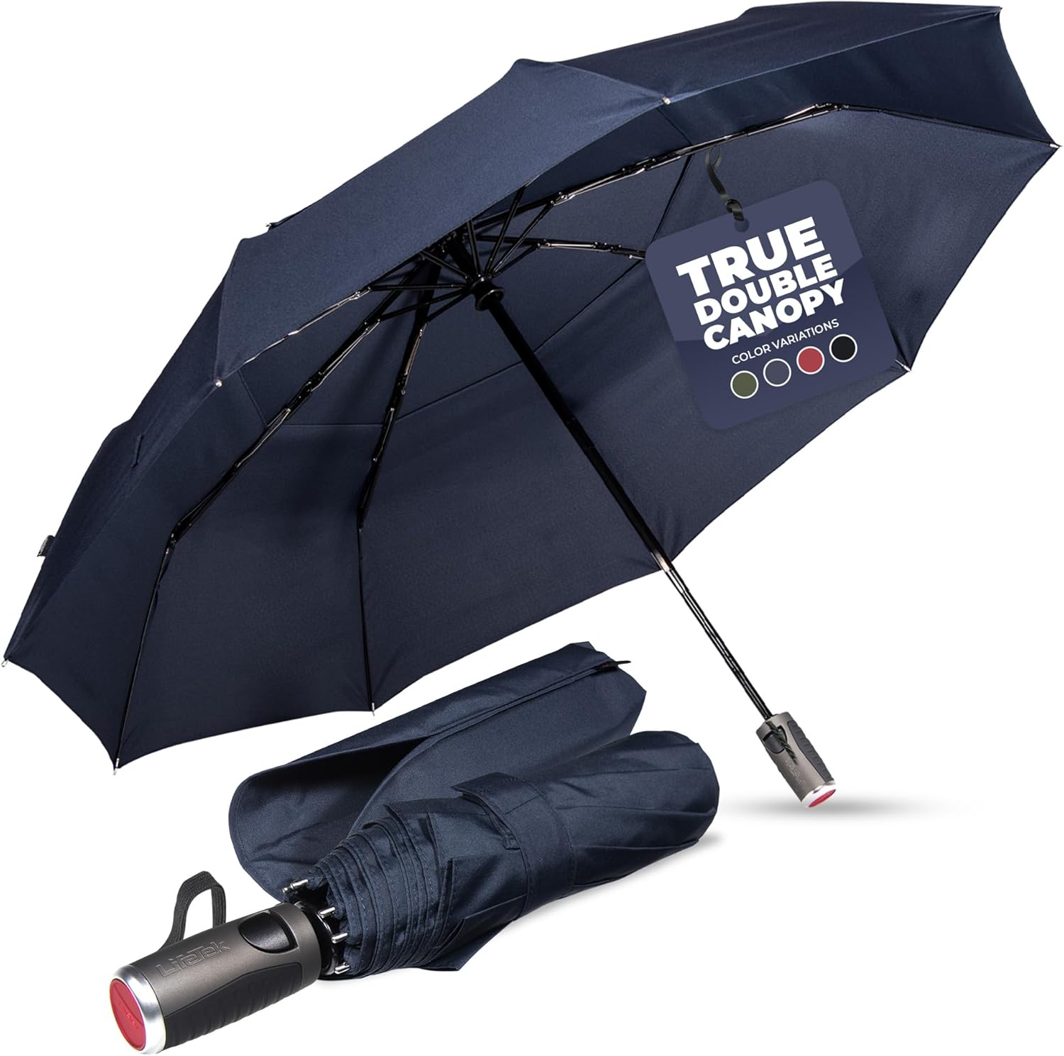 LifeTek Premium Travel Umbrella - Compact Windproof Design