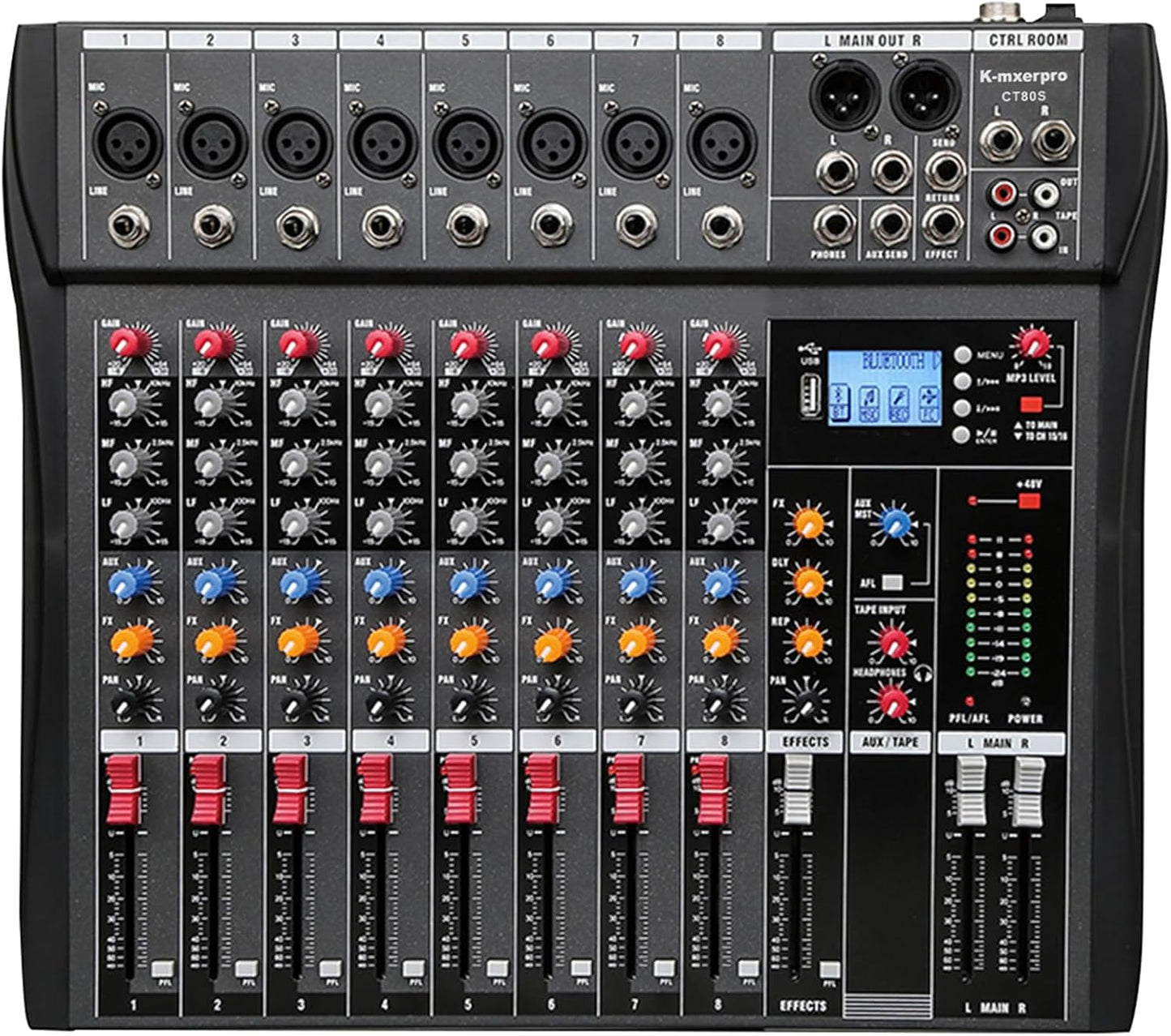 8 Channel Professional Audio Mixer Console for Live Shows