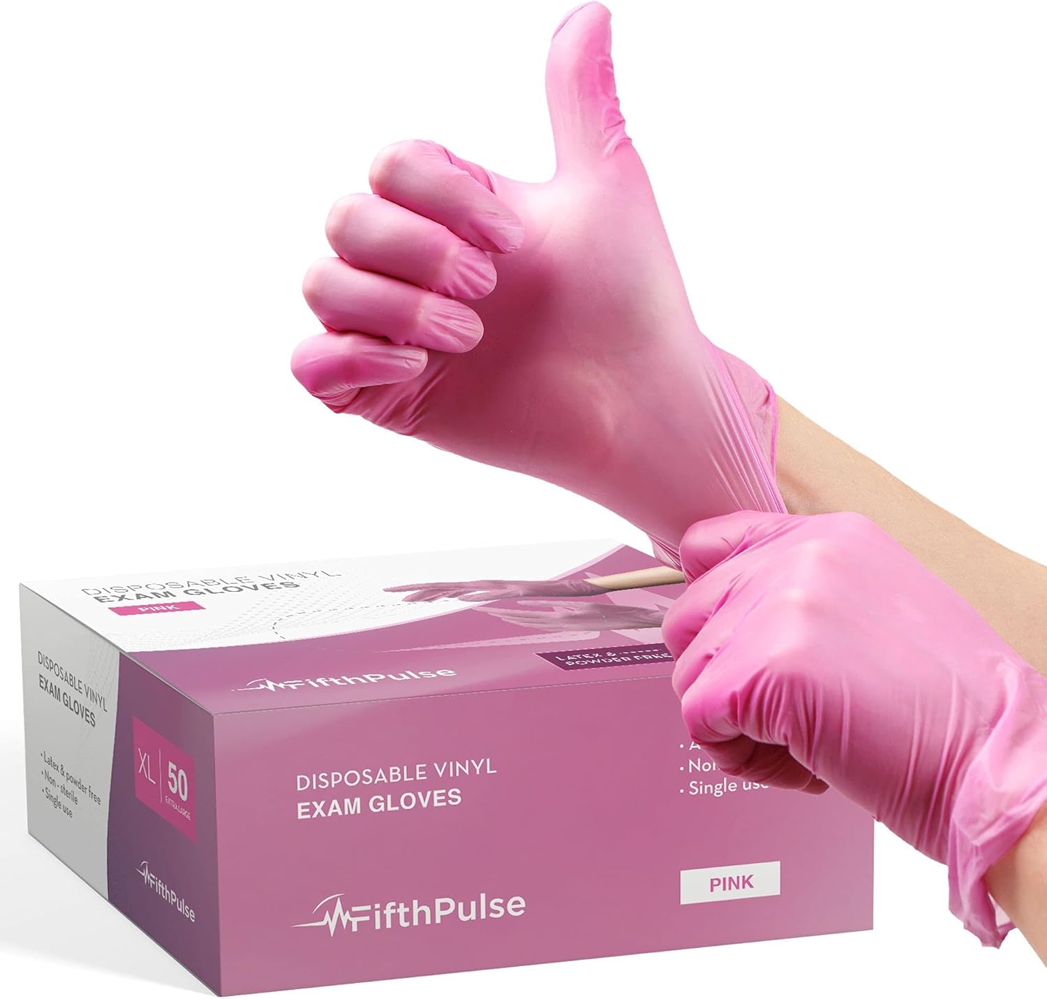 Non-toxic pink gloves for secure exams