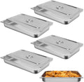 Full Size Hotel Pan 2.5 in Deep Stainless Steel with Lid - 4 Pack