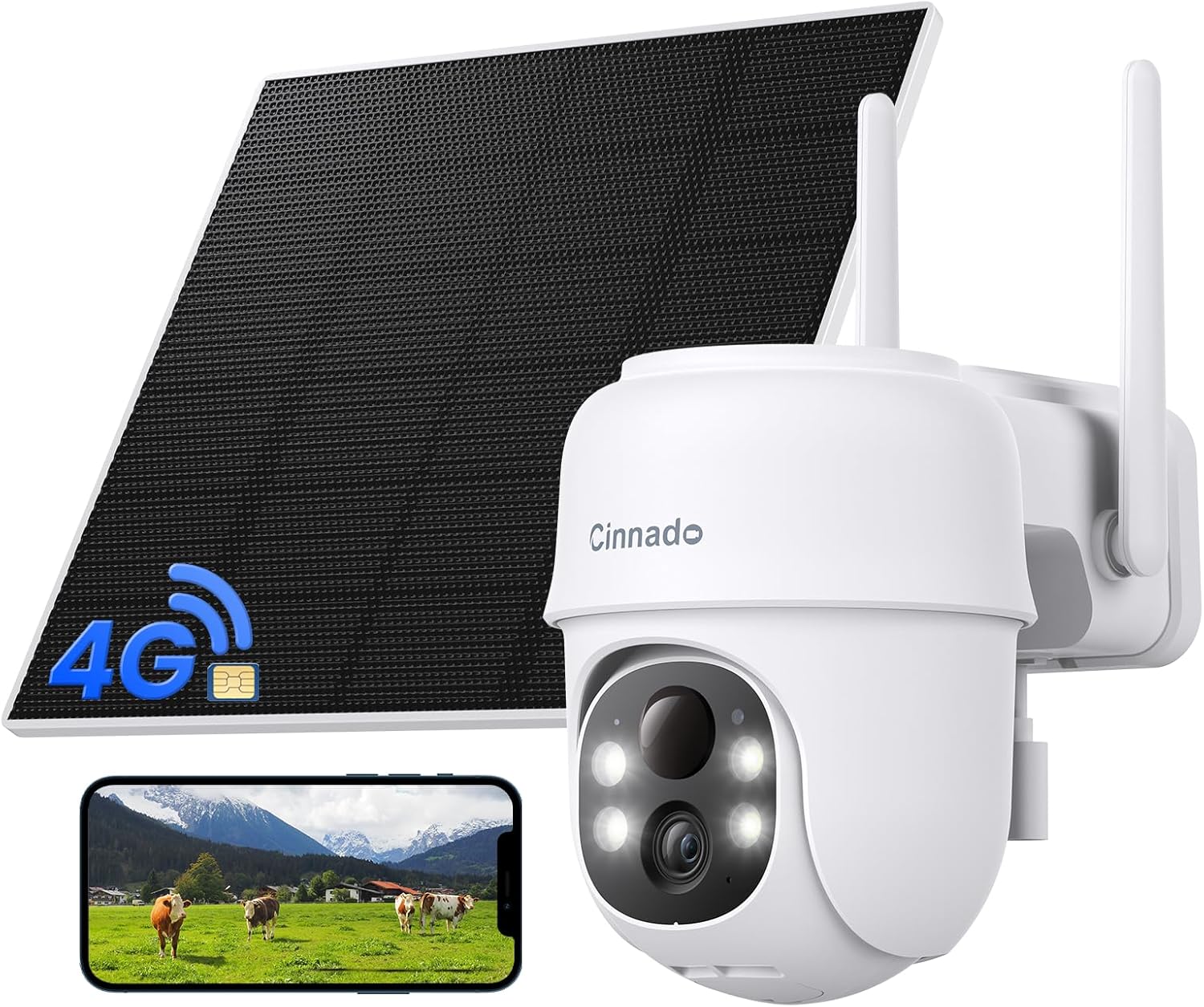 4G LTE Cellular Security Camera with Solar Panel and Night Vision