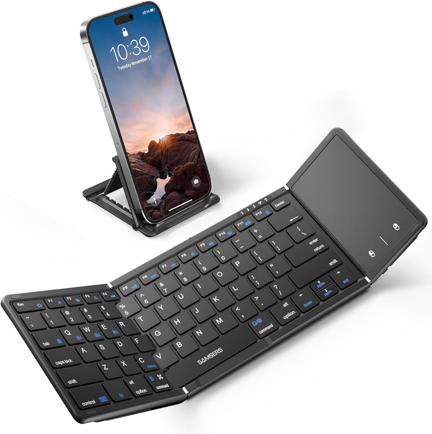 Portable Bluetooth Keyboard, Multi-Device Support, Touchpad, Samsers