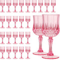 Pink Plastic Wine Glasses Set of 24 7oz - Reusable Party Goblets