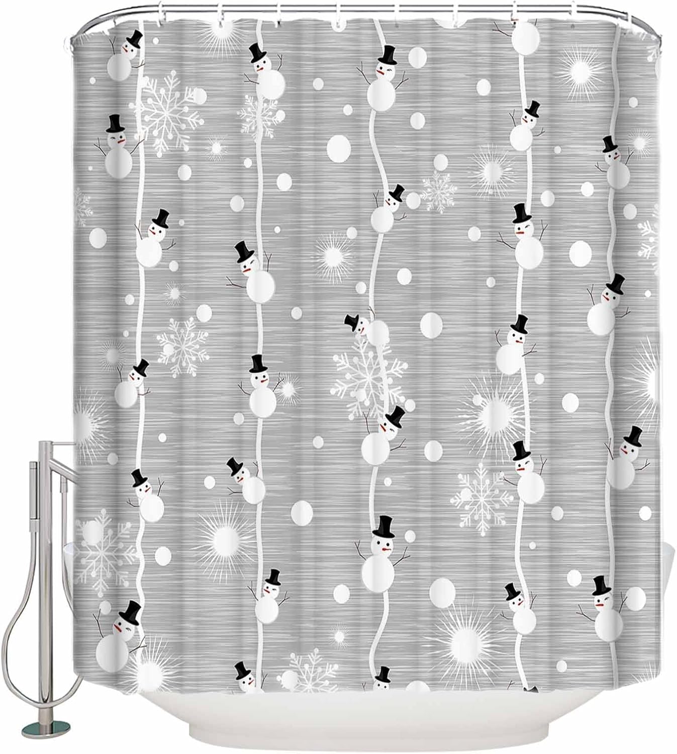 Festive Snowman Shower Curtain Set, Holiday Bathroom Decor