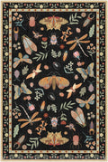 Washable Area Rug 4x6 - Soft Insect Print Non-Slip Vintage Rug