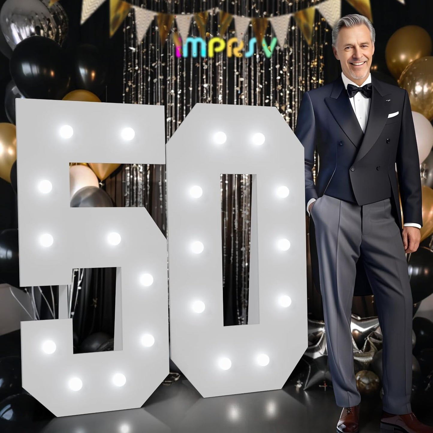 Large 4ft Light Up Numbers for 50th Birthday Celebrations