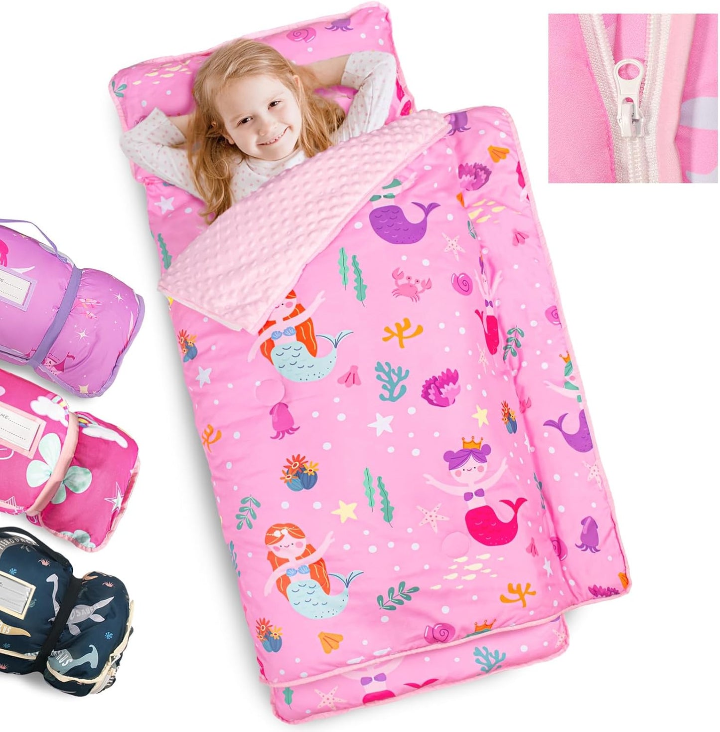 Primlect Extra Large Toddler Nap Mat with Detachable Blanket