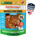 Whole Pig Ears for Dogs - Long Lasting Dental Chews 15 Pack
