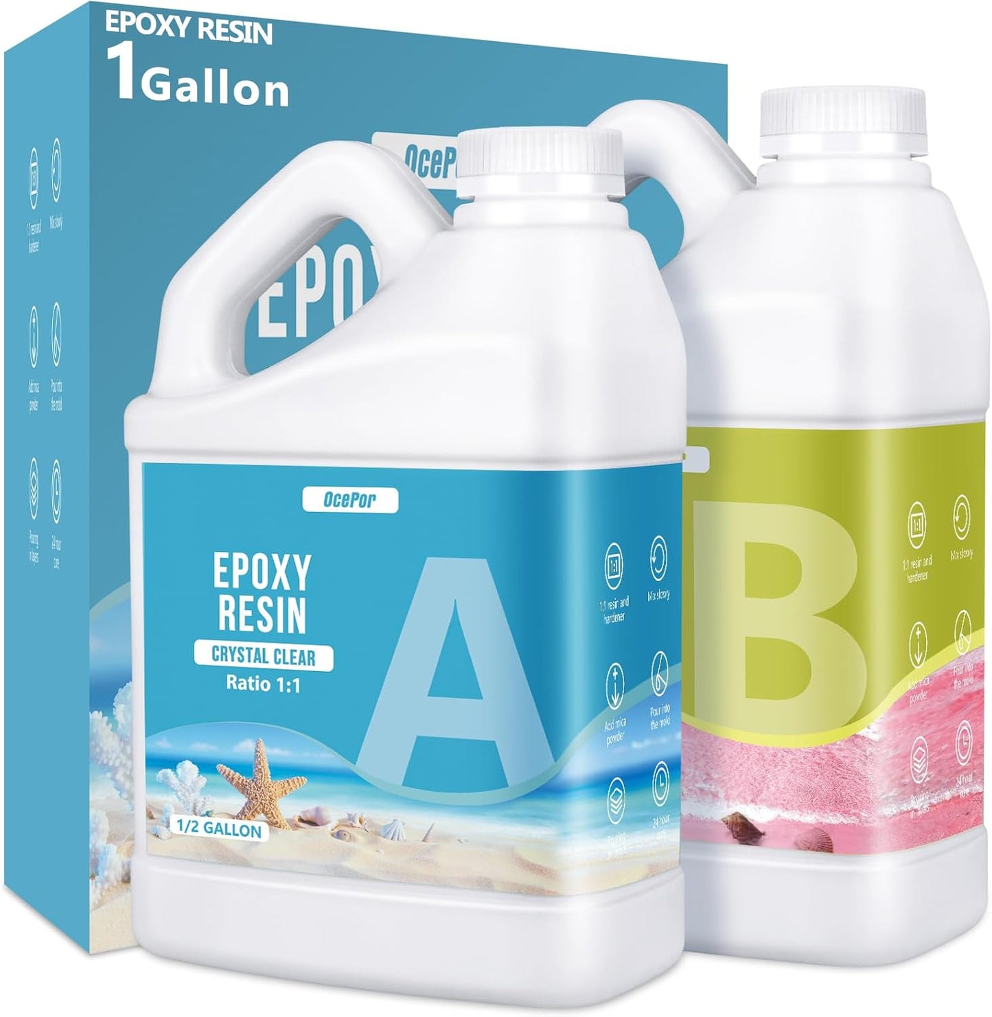 OcePor Epoxy Resin Kit - Crystal Clear Art Resin for Crafts