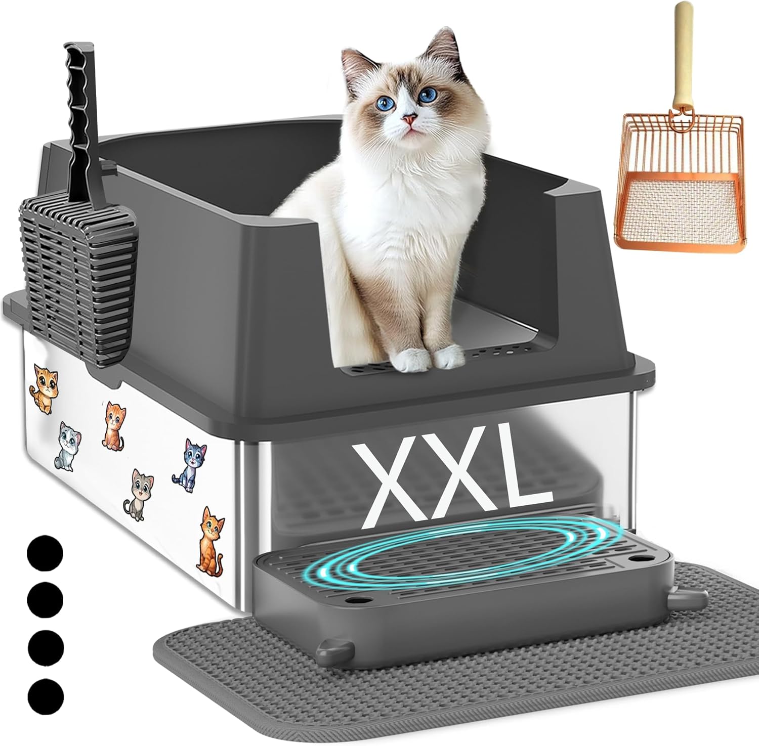 Extra Large Stainless Steel Cat Litter Box for Big Cats